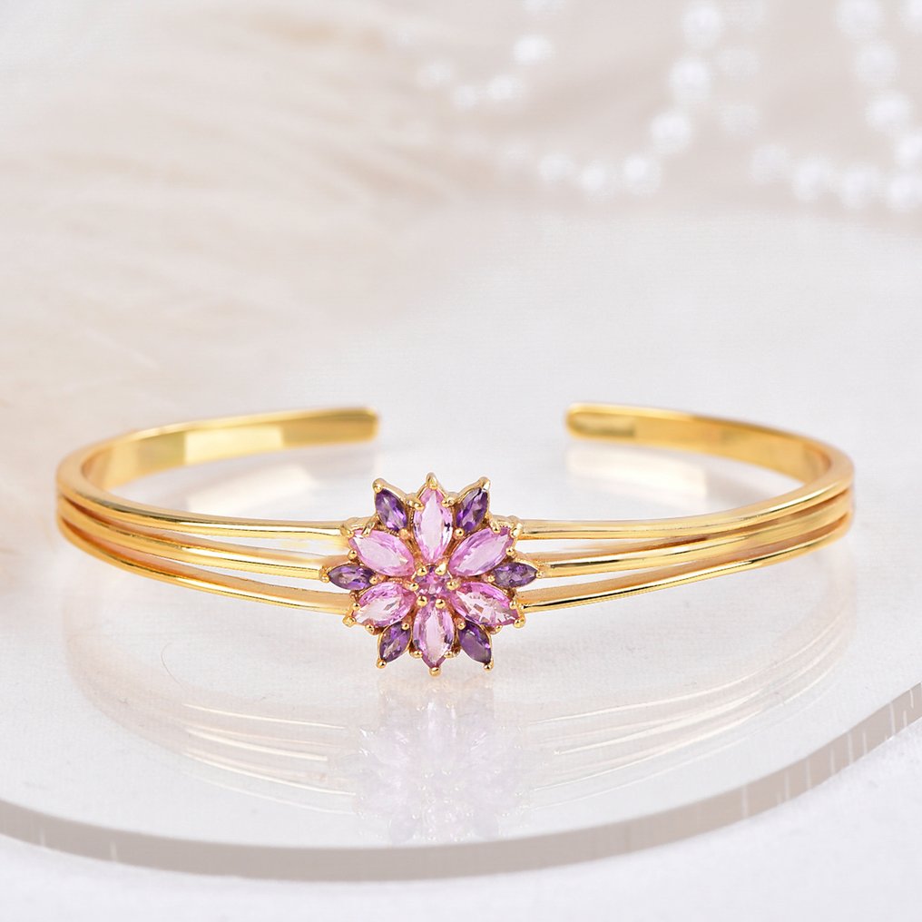 沒有保留價 - 手鈪 銀 - 混合宝石 - 认证 #1.0