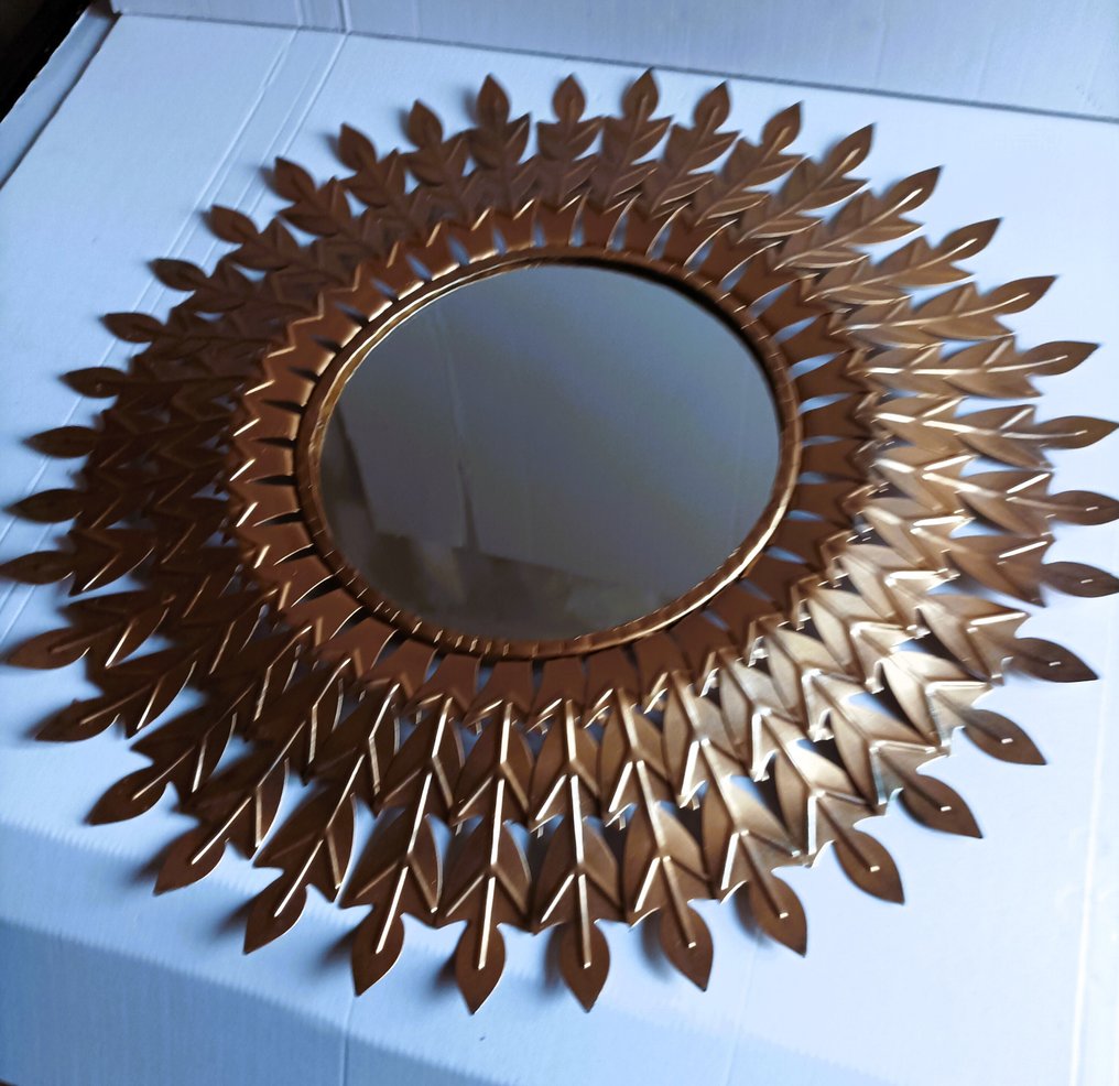 墙面镜子- 太阳镜 - 镀金黄铜 - Ø 70 厘米 #1.0