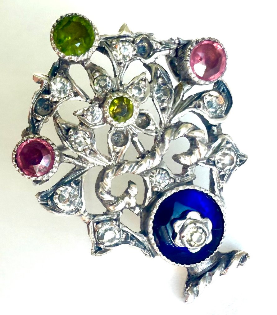 Ohne mindestpreis - Brosche Silber - 925 Giardinetti Peridot #4.3