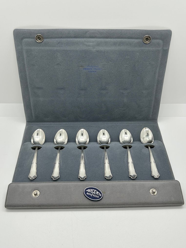 Fratelli Calegaro - Κουτάλι καφέ (6) - .800 silver - Πρωτότυπη θήκη #1.0