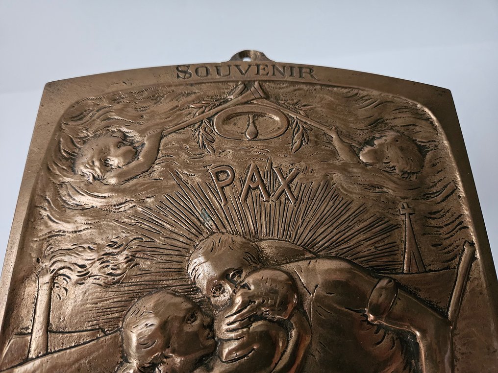 Massief bronzen 'Vrede' - WW1 - Plaquette - Bronze #1.0