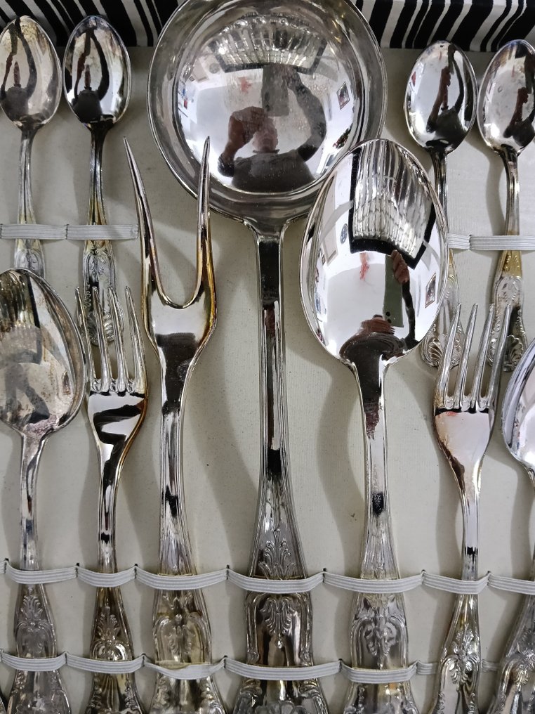 Servizio di posate per 12 (51) - Metallo bianco - Acciaio placcato argento #3.2