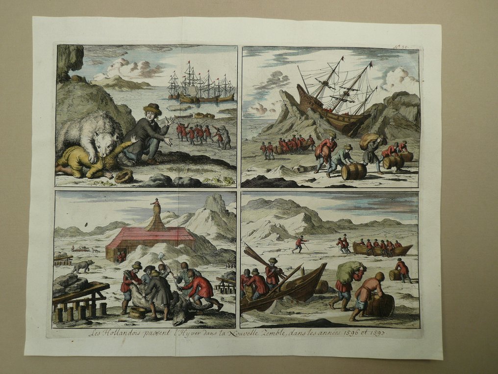 Rusland - Nova Zembla, Barentshavet.; Jan Luyken - Les Hollandois passent l'Hyver dans la Nouvelle Zemble (...) - 1681-1700 #1.0