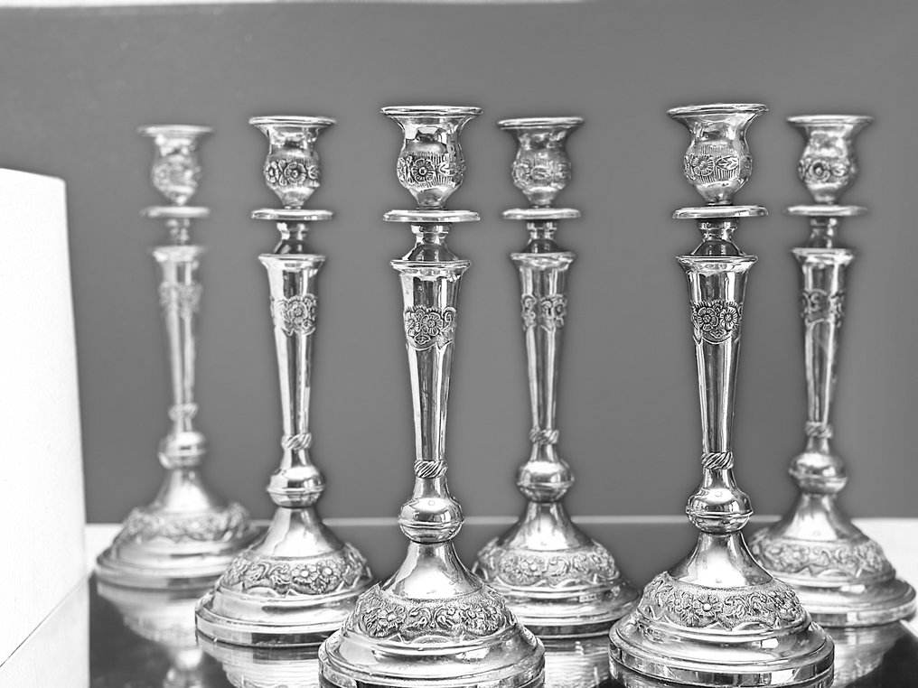 Lysestake (6) - sølvbelagt på kobber / messing, Forsølvet #1.0