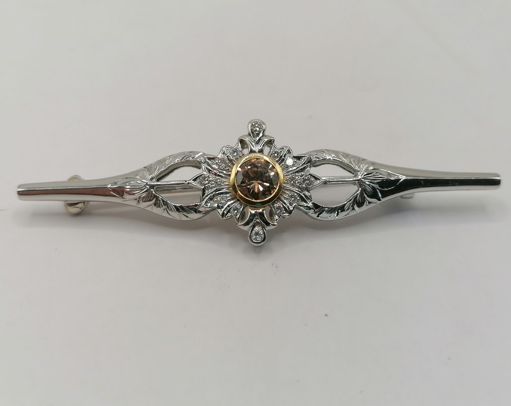 Bross - 18 kt. Fehér arany -  0.74ct. tw. Gyémánt (Természetes)  - Gyémánt #1.0