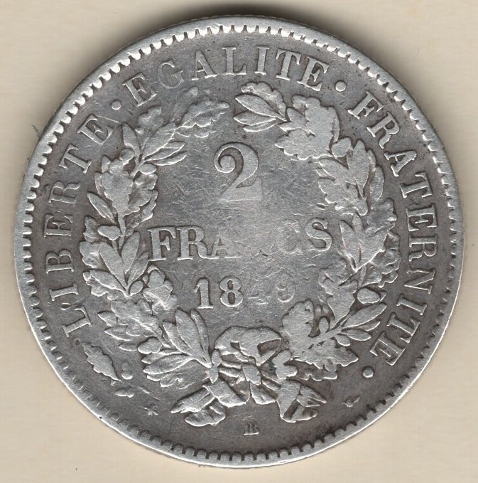 France. 2 Francs 1849-BB Cérès  (No reserve price) #1.0