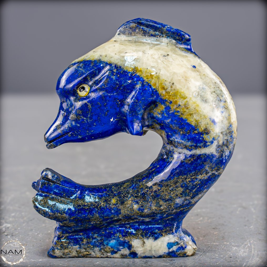 Luonnollinen lapis lazuli -veistos Delfinform, ilmaisuvoimainen & harvinainen- 166.18 g #1.0