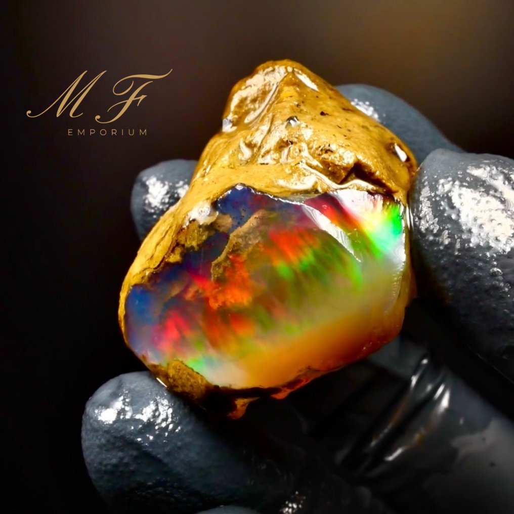 尊享 - 78克拉 - 天然水晶欧泊 AAA+++ - 未处理 高品质水晶欧泊 - 高度: 35 mm - 闊度: 30 mm- 15.68 g - (1) #2.1