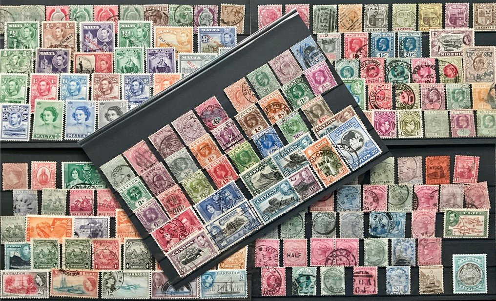 British Commonwealth 1863/1948 - Good game in 5 trading cards, Jamaica, Trinidad, Barbados, Malta, Fiji, Natal. - Michel #1.0