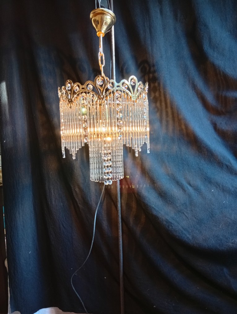 Loftslampe - Messing, Krystal - Italiensk lysekrone #1.0