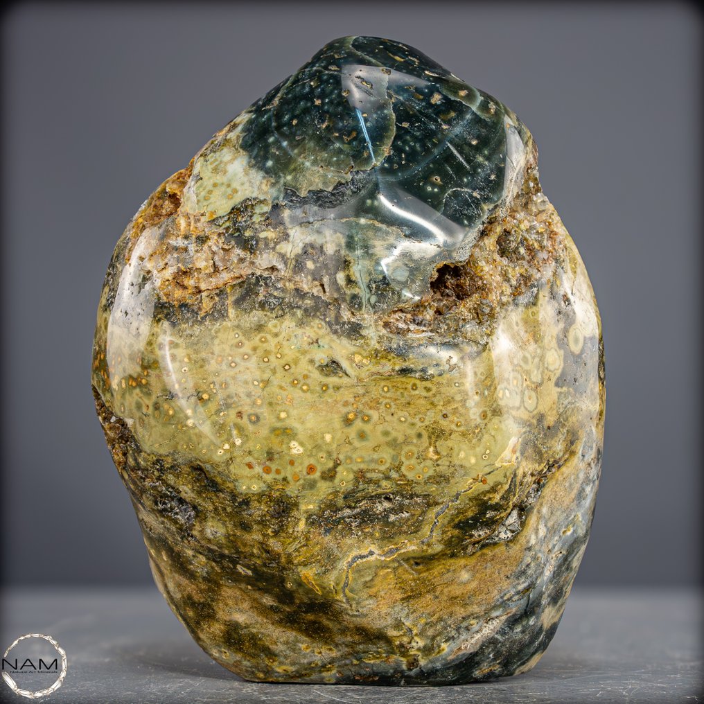 Jaspe océan naturel en forme libre Une pièce pleine de profondeur et de caractère.- 2969.19 g #3.2