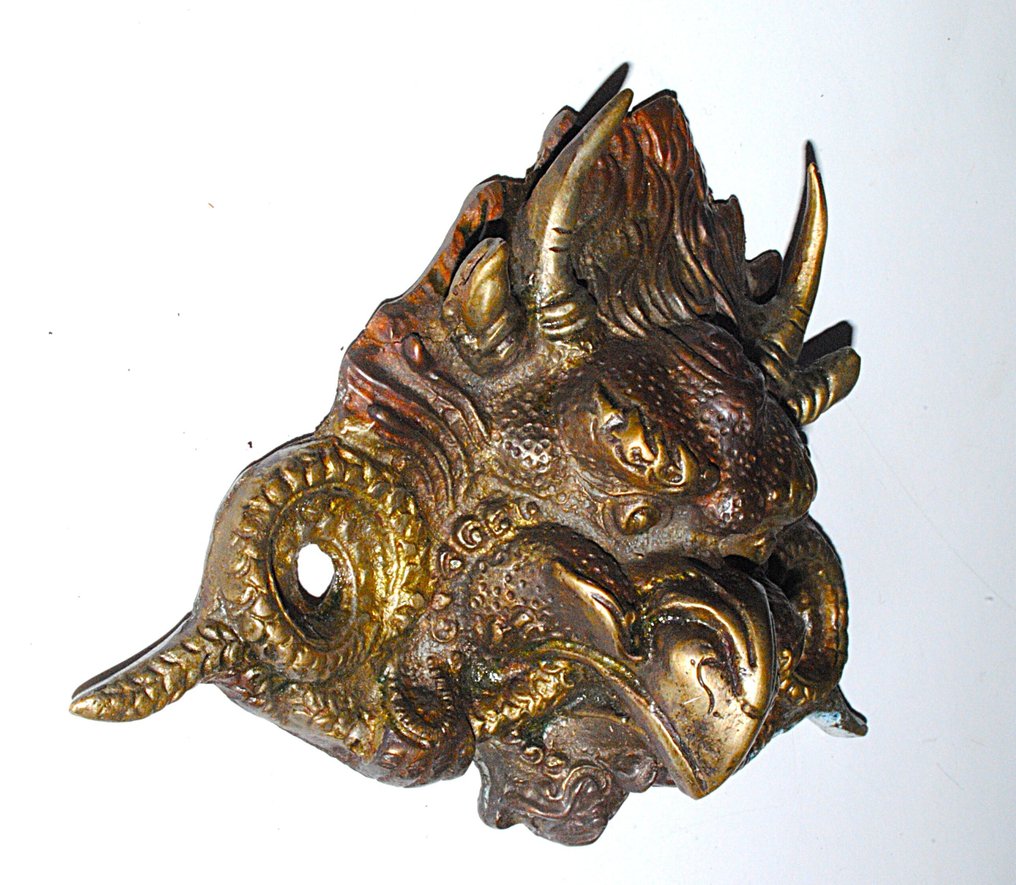 Small mask wall mask copper Chepu Newar 17 cm - Nepal (No reserve price) #4.3