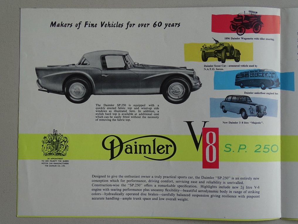 Brochure - Daimler - S.P. 250 V8 Roadster - 1960 #1.0