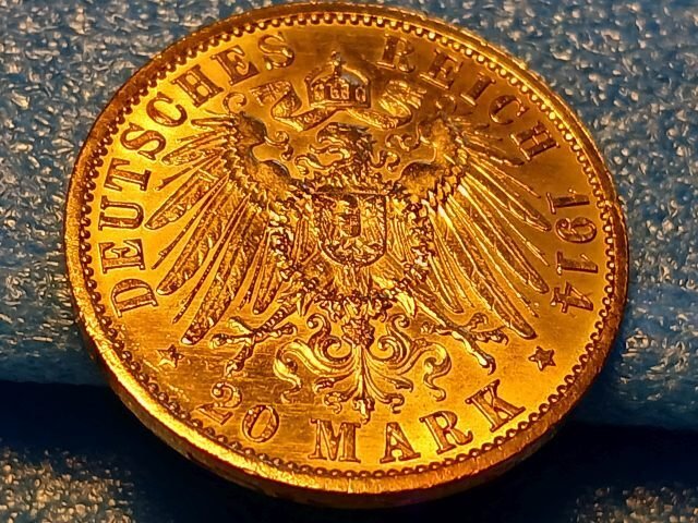 Duitsland, keizerrijk 20 Mark 1914. Preussen. Regentschaft: 1888 bis 1918  (Zonder minimumprijs) #3.2