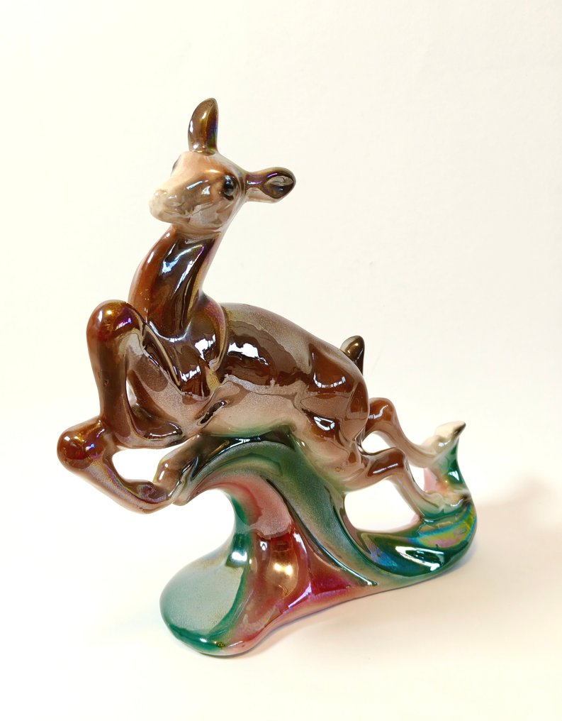 Άγαλμα, Springend hert of ree - 27 cm - 27 cm - Κεραμικό #2.1