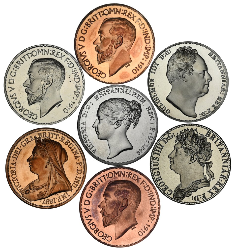 Irland. Pattern Crowns 1820/1910 in Different Alloys (7) (Ingen reservasjonspris) #1.0