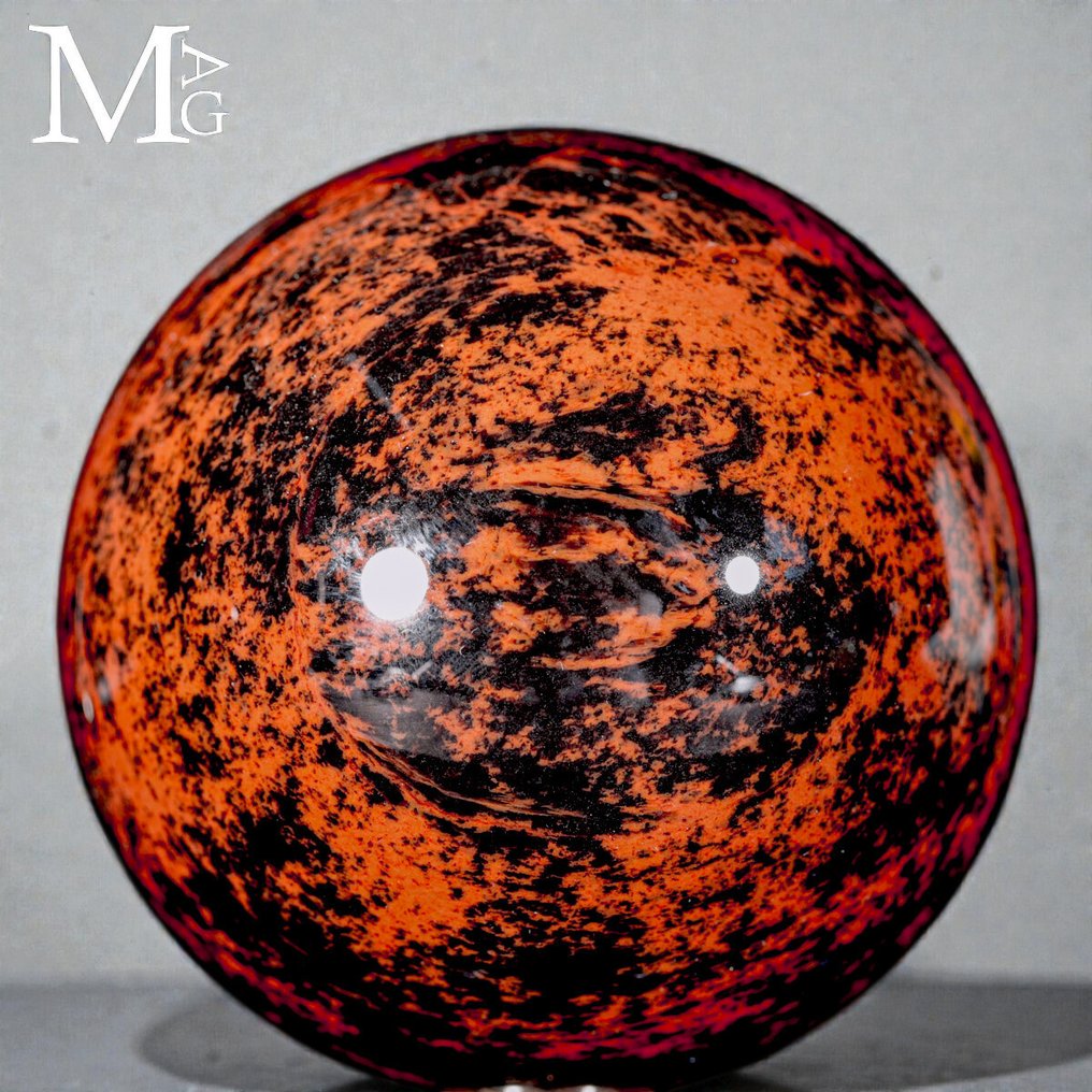 Mahogni obsidiansfære - Meget sjælden kvalitet - Rød plettet obsidiansfære - Højde: 81 mm - Bredde: 81 mm- 662 g #1.0