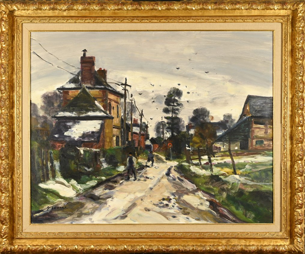 Gaston Sebire (1920-2001) - Manoir et chemin sous la neige #2.1