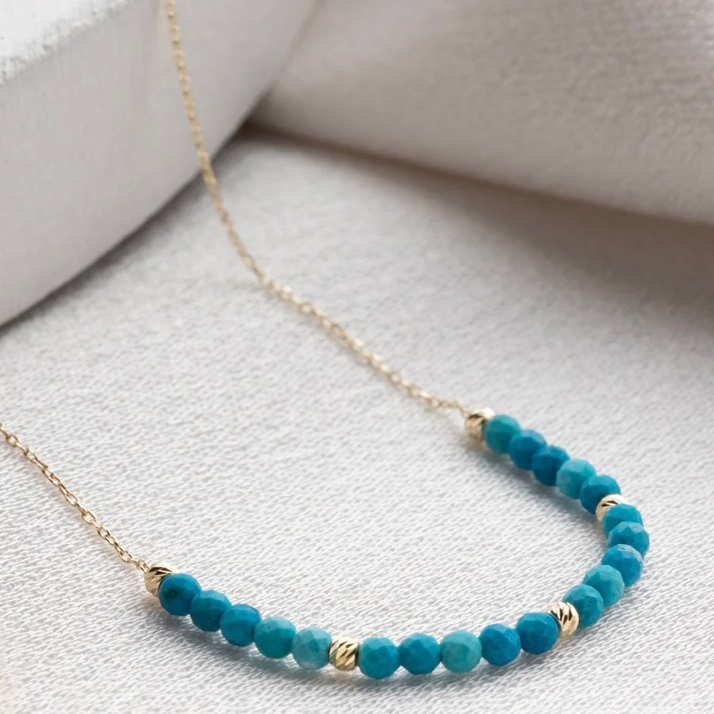 Sem preço de reserva - Handmade - Colar - 14 K Ouro amarelo Turquesa - Dorika Ball com Turquesa #1.0