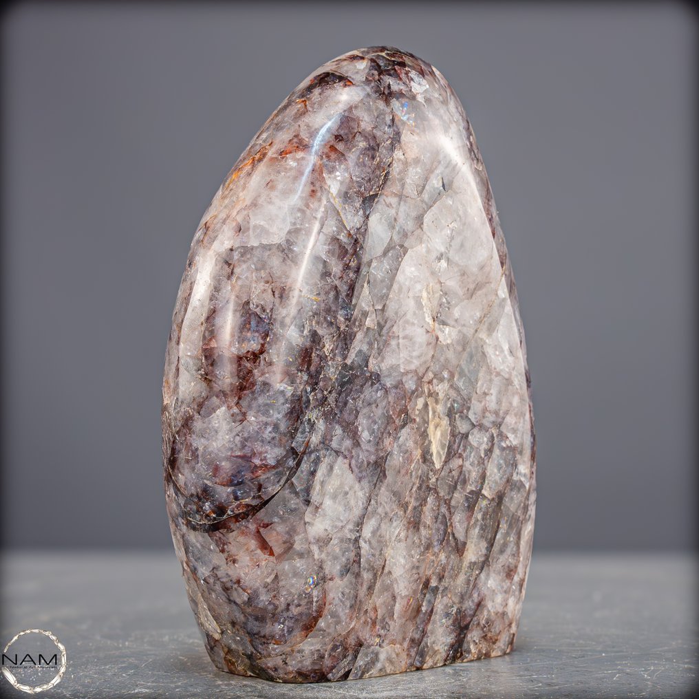 Forme libere di quarzo di fuoco naturale – gioco raro di luce, profondità e struttura minerale- 1020.91 g #4.3