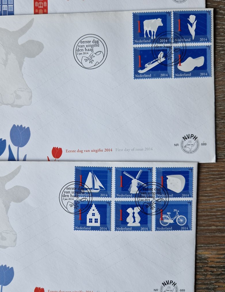 荷蘭 1970/2014 - 大量包括更好的材料，如Euro-FDCs、全新 Amphilex 一叠邮票页和堆叠。 - NVPH #4.3