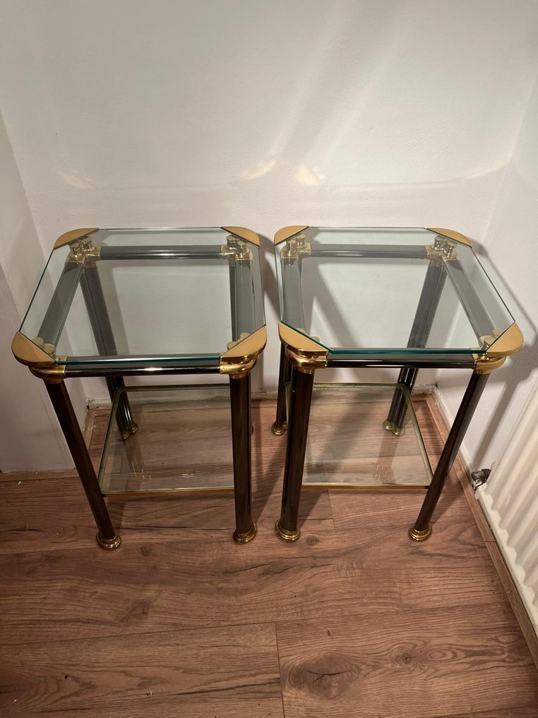 Mara - Table d'appoint (2) - Verre, Laiton, Métal #1.0