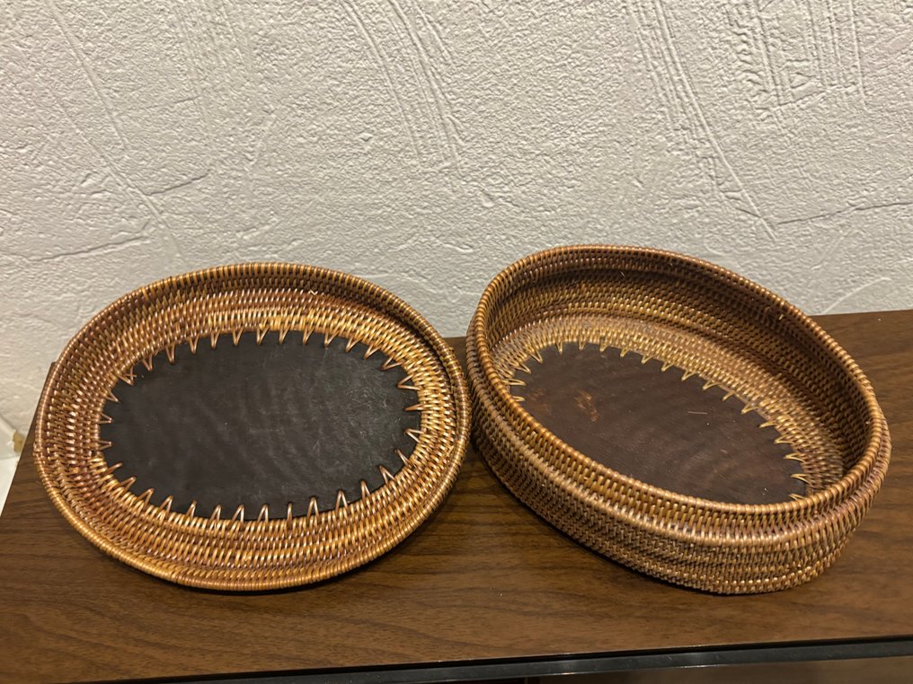 手工编织的复古篮子，配有龟壳盖——民间艺术——约1977年 - 南非  (没有保留价) #3.2