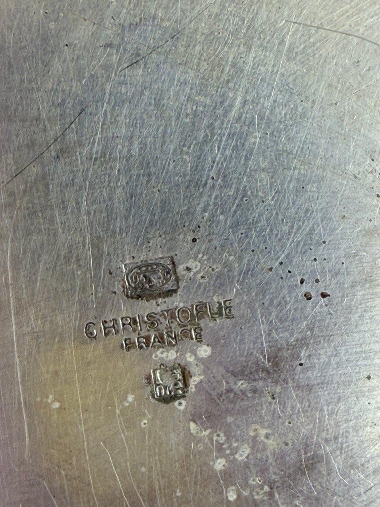 Christofle - 餐桌中央装饰 - 青蛙拼花水晶与镀银金属，ART DECO时期 - 高卢 - Vaso multifiore CRISTOFLE #4.3