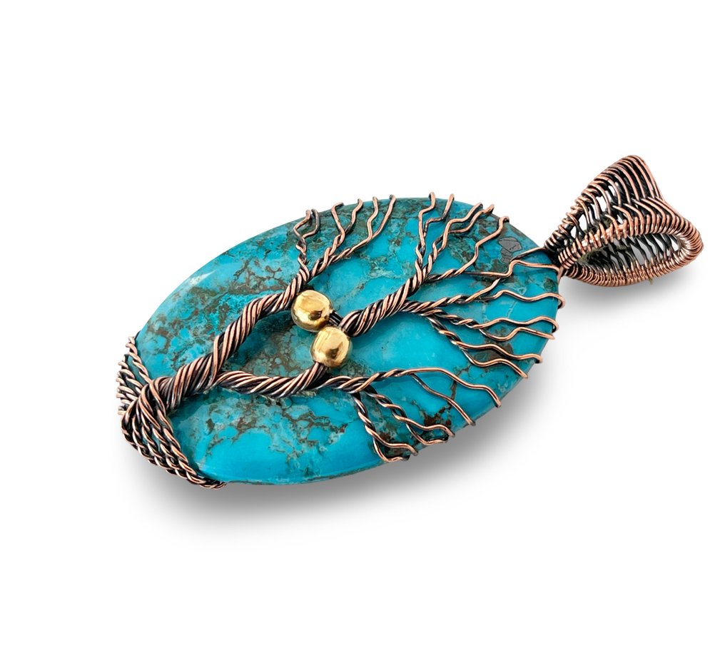 绿松石 - Tree of Life - 5,5 厘米 - 墜飾 #4.3