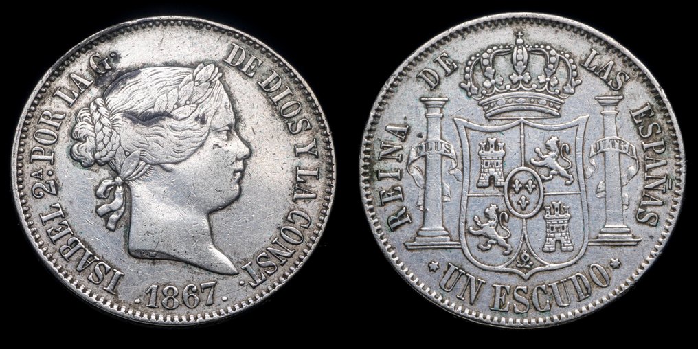Spain. Isabel II. Escudo Madrid 1867  (No reserve price) #1.0
