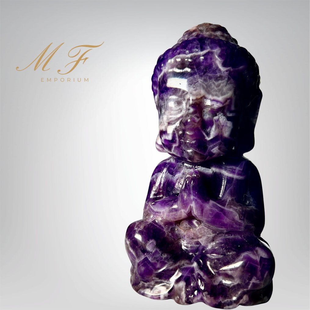 Premium - Amethyst Buddha Chevron XL Carving - Height: 150 mm - Width: 80 mm- 800 g - (1) #1.0