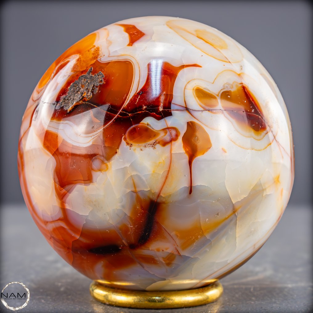 Zapierająca dech w piersiach kula z karneolu – Fajerwerk energii i koloru.- 879.11 g #1.0