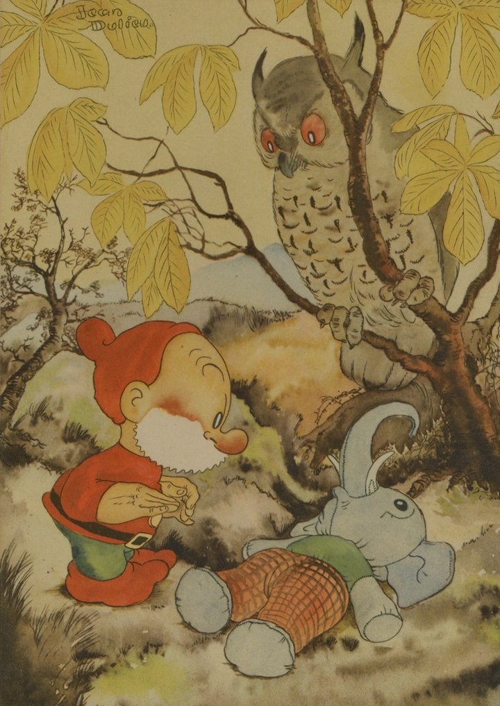 Dulieu, Jean - 1 originale Wandplatte - Paulus de Boskabouter - Paulus, Oehoeboeroe en Wawwa - zeer zeldzaam (jaren 1950) #1.0