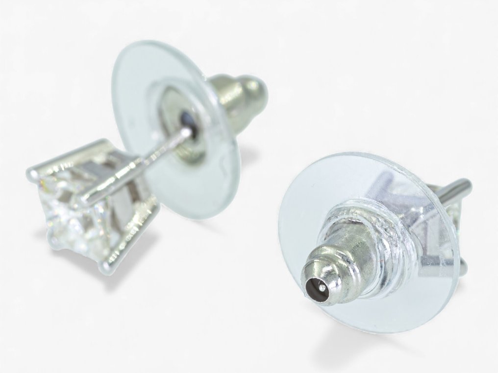 χωρίς τιμή ασφαλείας - Καρφωτά σκουλαρίκια - 14 καράτια Λευκός χρυσός, HRD Antwerp - ποιότητα VS - 1.00ct. tw. Διαμάντι (Φυσικό) #3.2