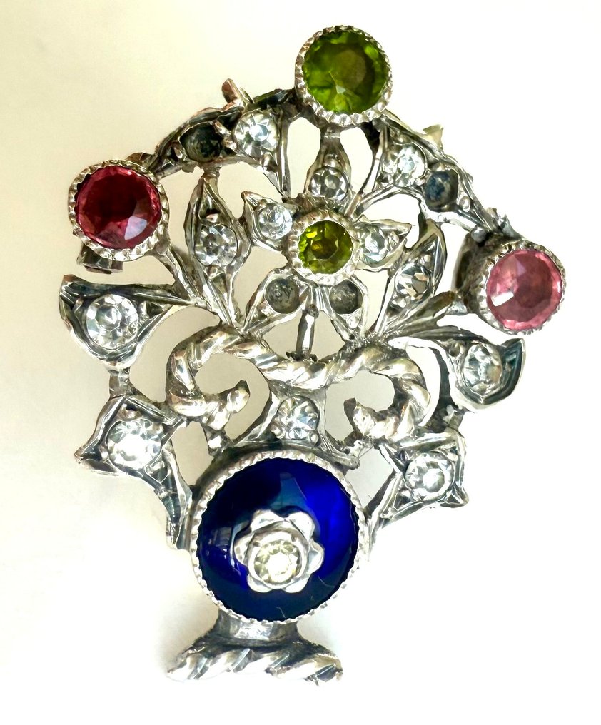 Ohne mindestpreis - Brosche Silber - 925 Giardinetti Peridot #1.0