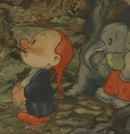 Dulieu, Jean - 1 originale Wandplatte - Paulus de Boskabouter - Paulus en Wawwa in het donkere bos - (jaren 1950) #2.1