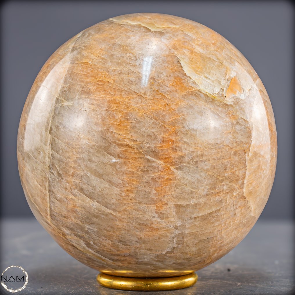 Sphère en pierre de lune pêche naturelle avec une allure chaleureuse et soyeuse- 1779.85 g #4.3