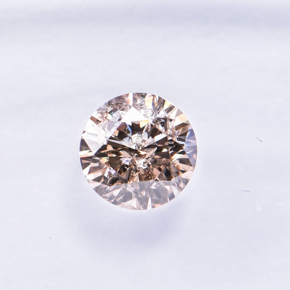 No reserve price - 1 pcs Diamond (Natural coloured) - 0.51 ct - Round - Fancy Orange Brown - I1 - International Gemological Institute (IGI) - VG #4.3