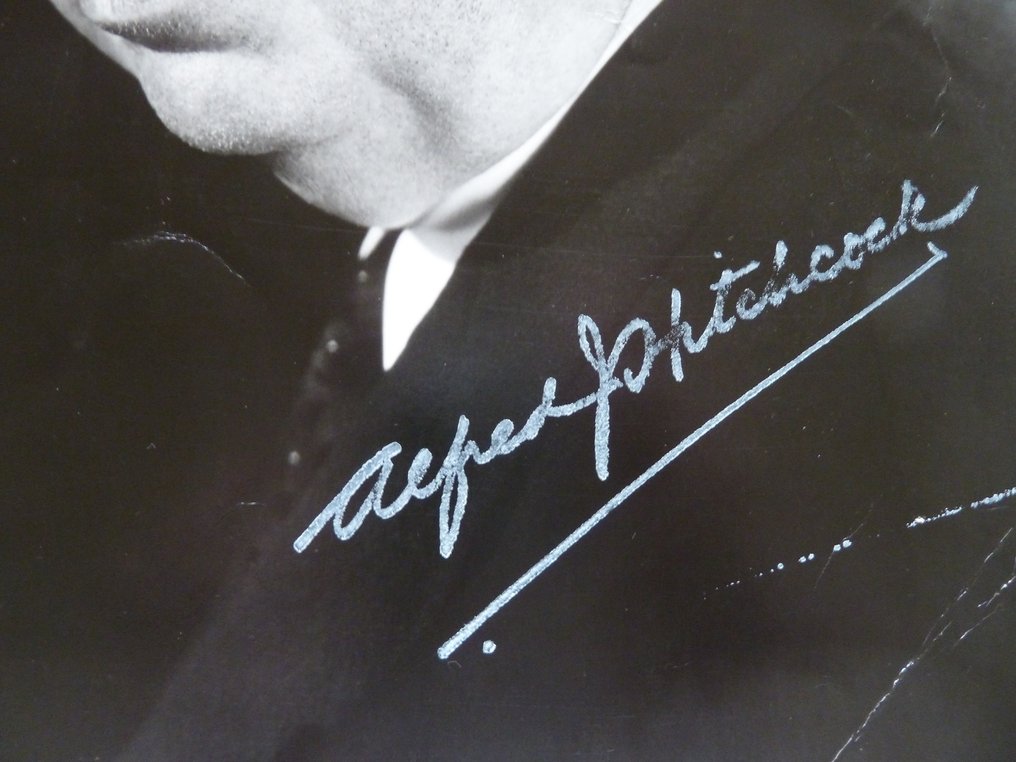 Alfred Hitchcock - Master of Suspense - Large portrait, signed with white grease pen (1961) - By Mail #2.1