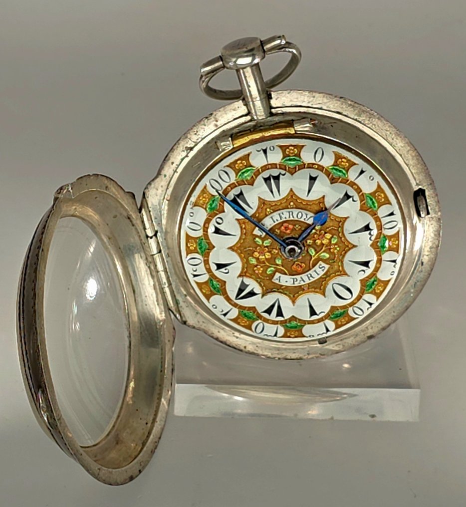 J(ulien) Le Roy a Paris - Silberspindeluhr - Prunk Kartuschenziffernblatt - Osmanischer Markt - Paris um 1780 - Earlier than 1850 #2.1