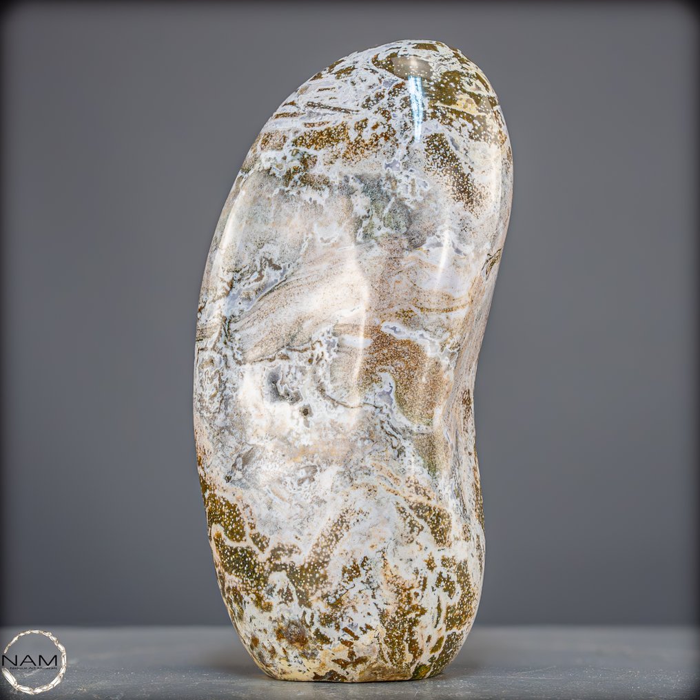 天然玛瑙碧玉不规则形状 有机的图案景观，采用土色调。- 3087.13 g #3.2