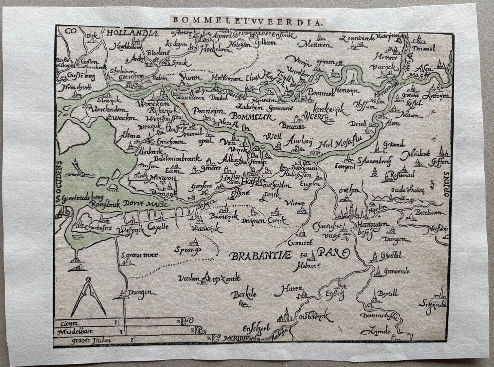 Netherlands - Bommelerwaard, Zaltbommel, part of North Brabant, 's-Hertogenbosch; Z. Heyns, naar A. Ortelius - Bommeletweerdia - 1581-1600 #2.1