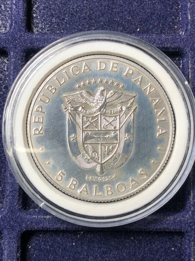 Παναμάς. 5 Balboas 1970 BU Giochi Centroamericani Argento (χωρίς τιμή ασφαλείας) #2.1