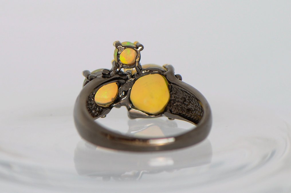 Argento 925 nero rodato - Opale - Anello #4.3