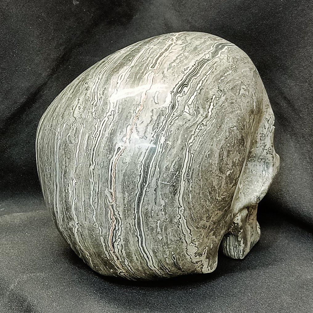 8英寸巨大的人类头骨，手工雕刻于碧玉玛瑙水晶中（6035克）- 超写实系列 Jasper - 高度: 190 mm - 宽度: 165 mm- 6035 g #3.2