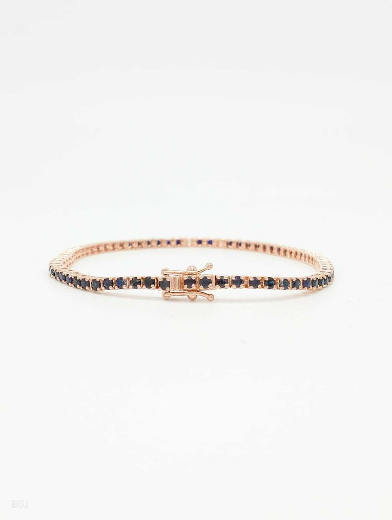 χωρίς τιμή ασφαλείας - Βραχιόλι τένις - 18 καράτια Ροζ χρυσό Ζαφείρι - Διαμάντι #3.2