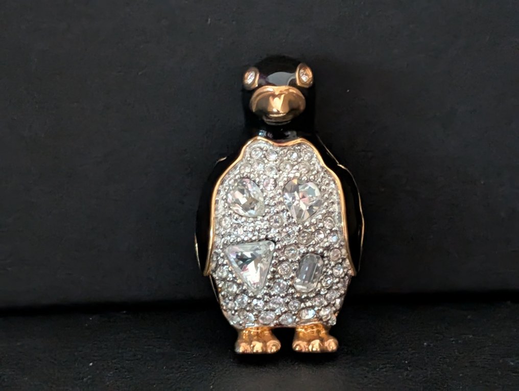 塑像, Swarovski broche pinguin - 3.8 cm - 金属, 铑金镀层 - 1990 #1.0
