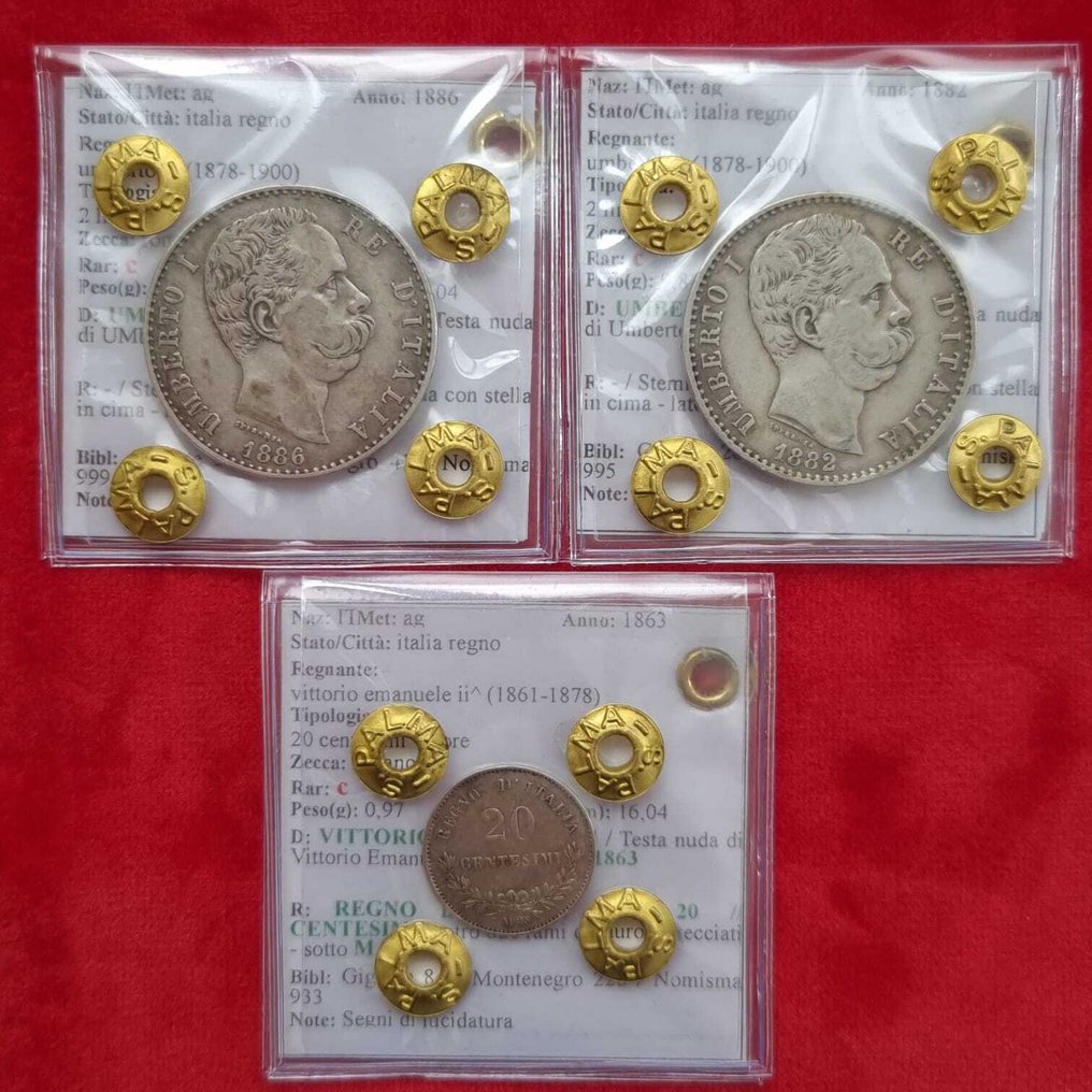 Olaszország. Vittorio Emanuele II - Umberto I. 2 Lire - 20 Centesimi 1863-1886  (Nincs minimálár) #1.0