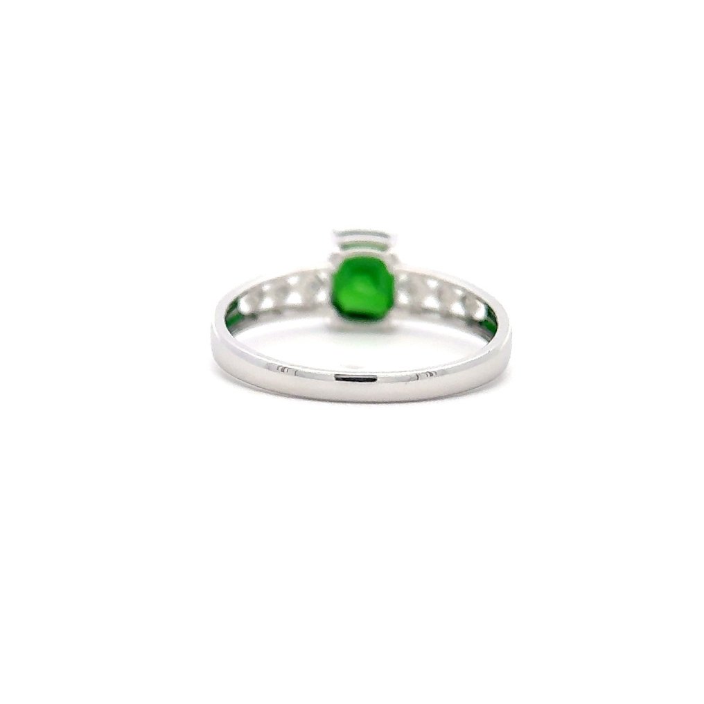 Ring - 14 kt. White gold - 1.05ct. tw. Tsavorite - Diamond #3.2