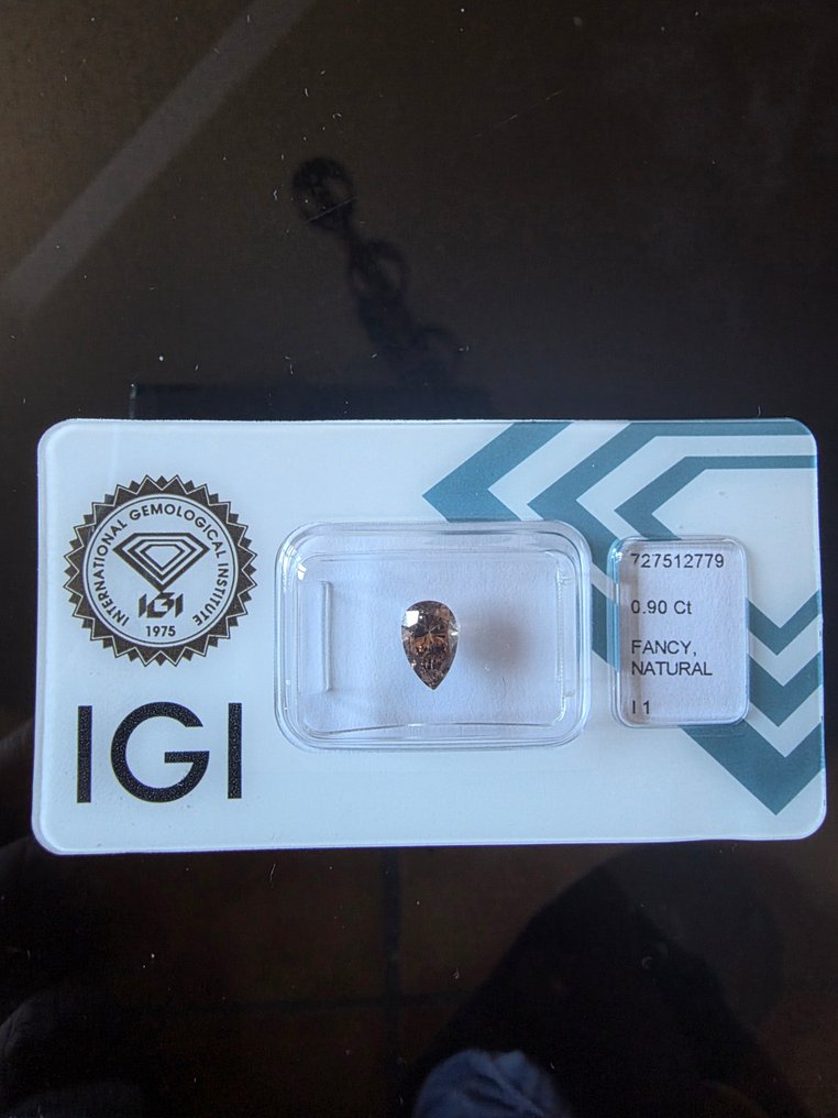 1 pcs 鑽石  (天然彩色)  - 0.90 ct - 梨形 - Fancy deep 褐色 橙色 - I1 - 國際寶石學院（International Gemological Institute (IGI)） #1.0